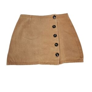 Me to We Camel Tan Button Front Mini‎ Jean Skirt Size Small Women's D108